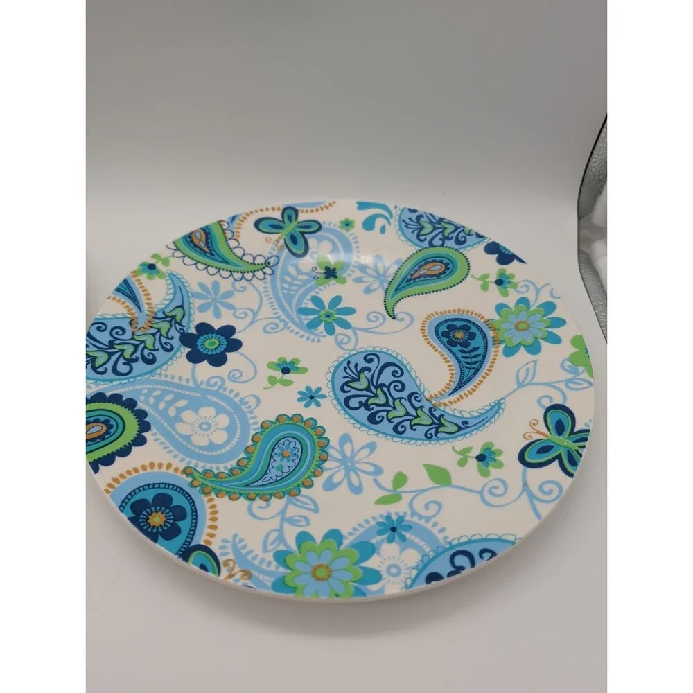 2 Royal Norfolk Blue Green Butterfly Paisley Floral Design Dinner Plate 10” Boho
